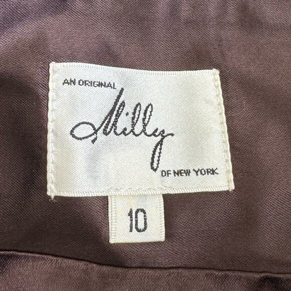Vintage Milly of New York Preppy Pleated Wool Skirt with Tie, Brown, Size 10 - Picture 2 of 10